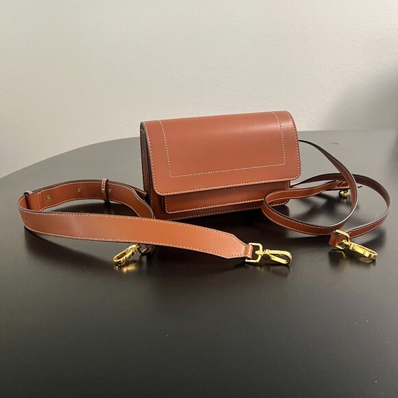 NEW Aallyn Ingrid Crossbody Shoulder Purse Bag Cognac Brown - Picture 9 of 16